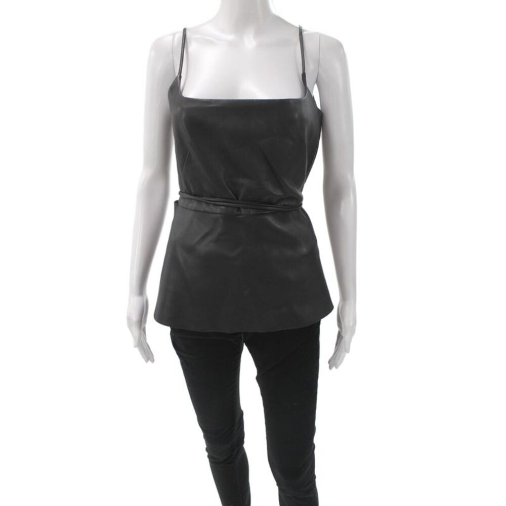 Cedric Charlier Womens Camisole Black Square Neck Tie Sleeveless Size 8